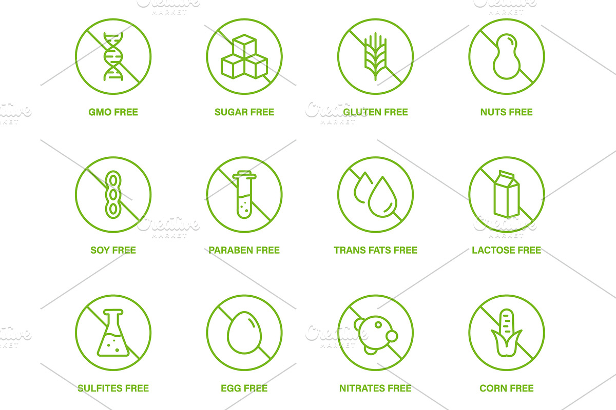 Free Sugar, Corn, GMO, Dairy Icons, a Food Illustration by Vector Creator