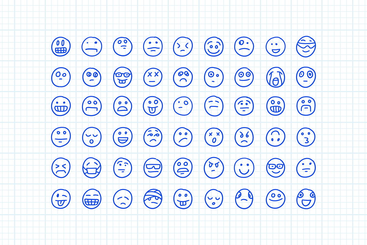 Freehand Drawn Emoji Smiles Set #1, a Templates & Theme by Alex Serada (Photo 2 of 5)