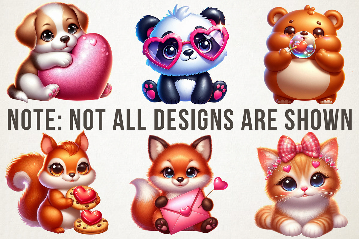 Cute Animals Valentine Clipart 2026, an Illustration by RobertsArt (Photo 6 of 6)