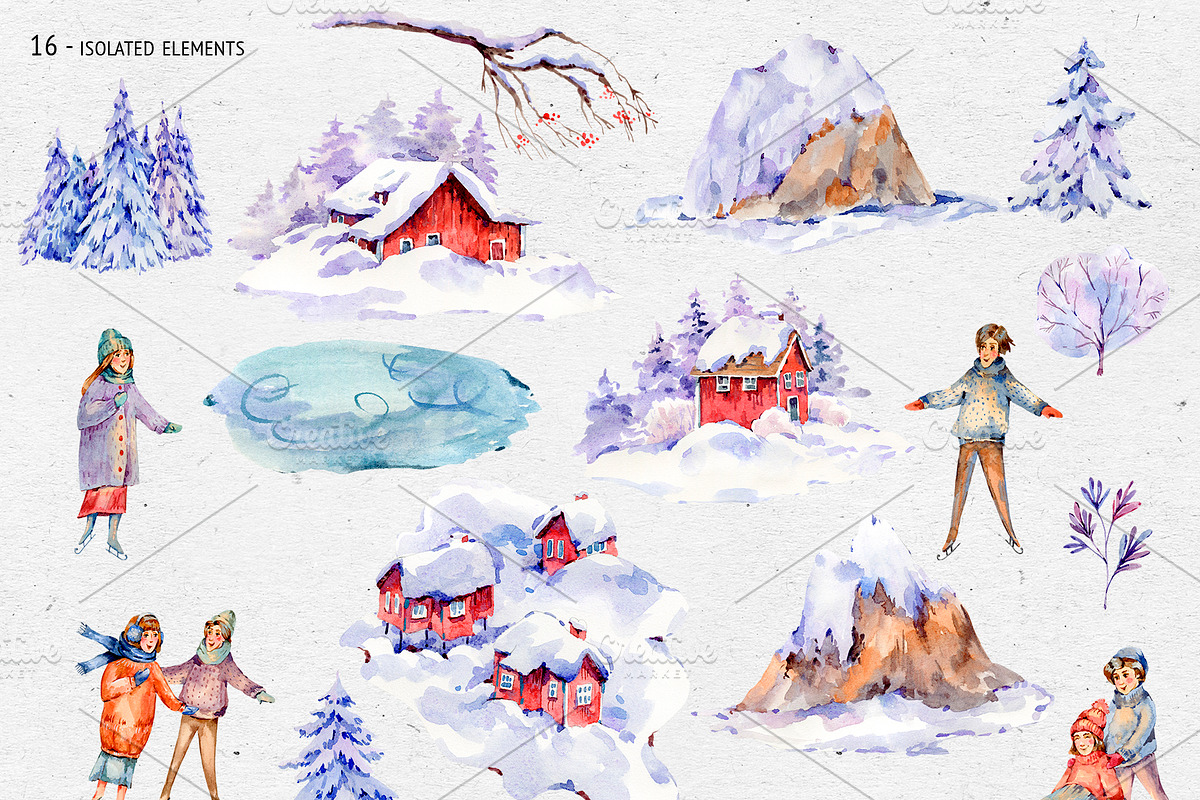 Watercolor Scandinavian Landscape, an Illustration by Belusuab (Photo 4 of 9)
