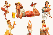 Retro Pin Up Beer Girl Clip Art, a Person Illustration by Design Scotch (Thumbnail 4 of 7)