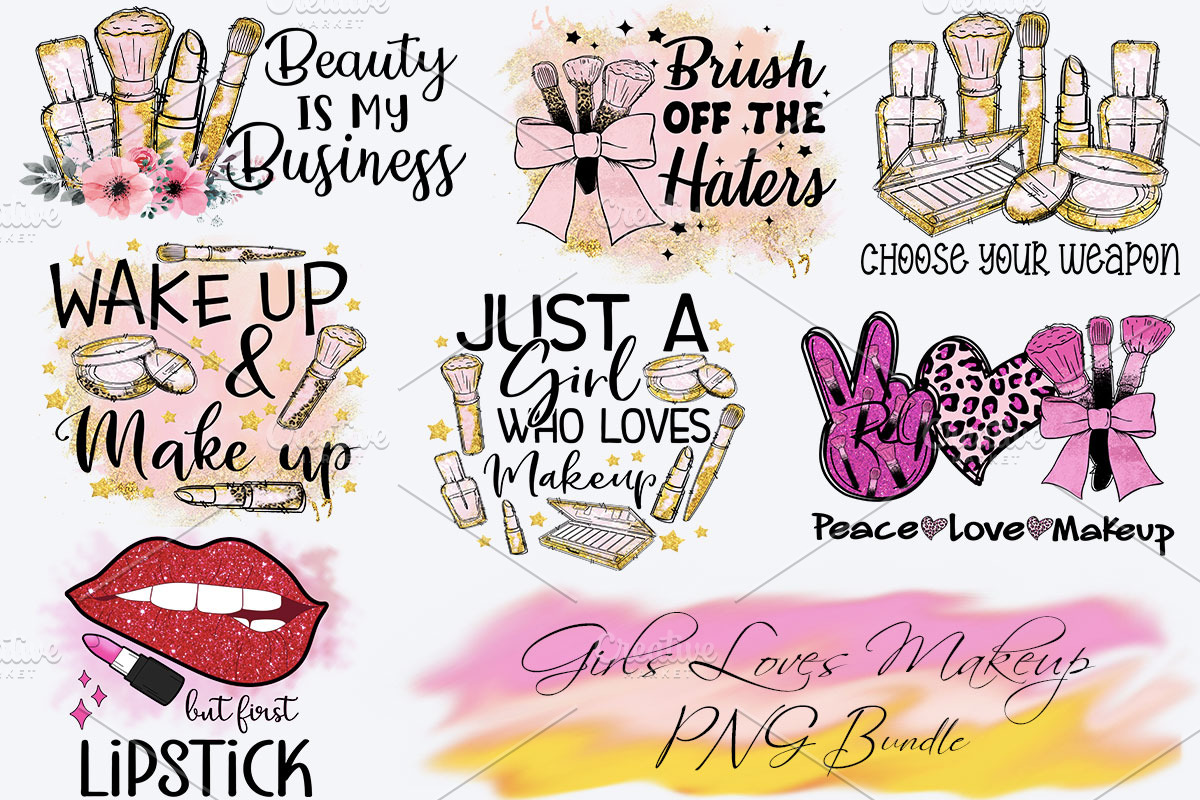 Girls Loves Makeup Graphics Bundle, a Food Illustration by Boodesign