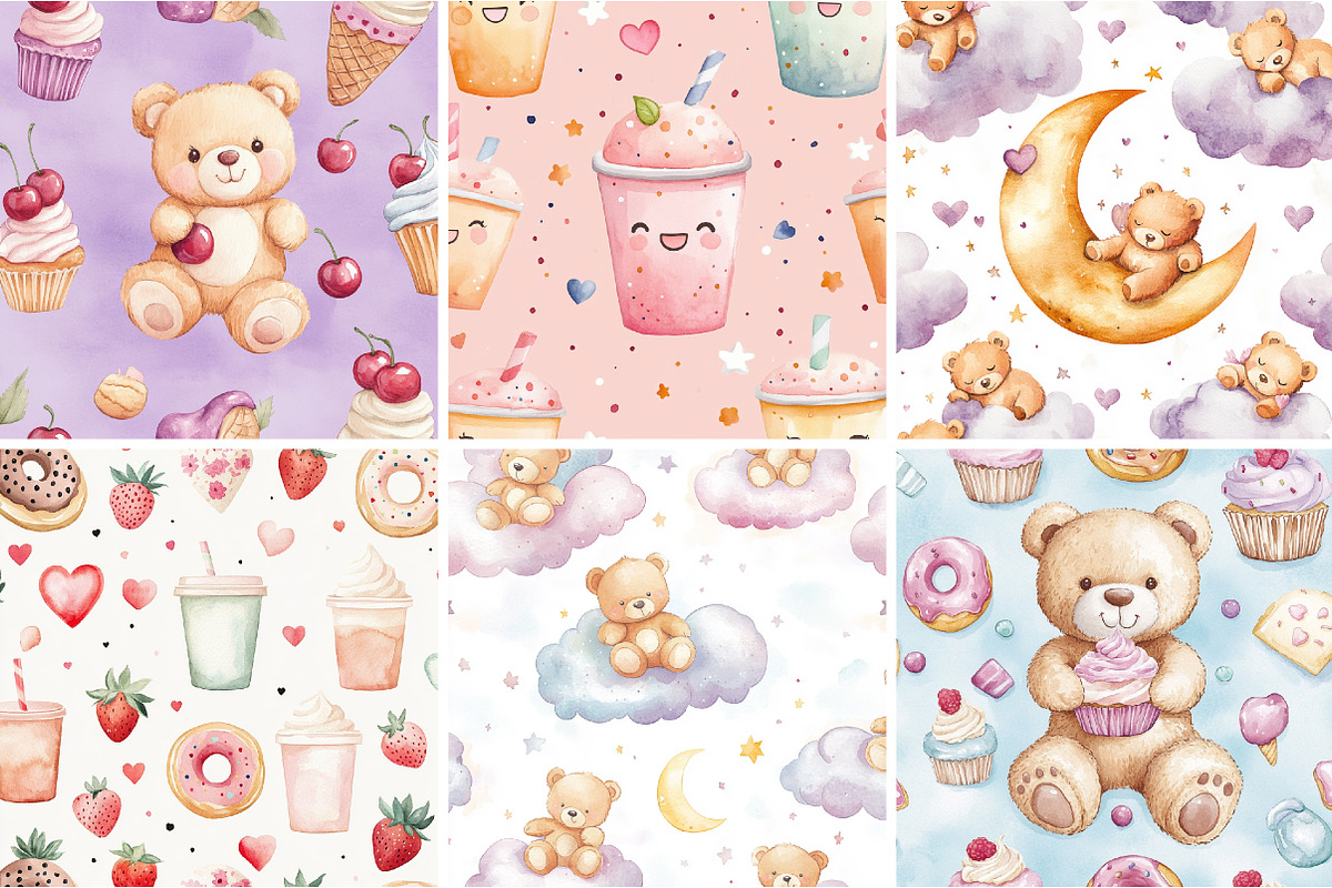 Teddy Bear Baby Digital Paper, a Pattern Graphic by CitraGraphics (Photo 2 of 4)