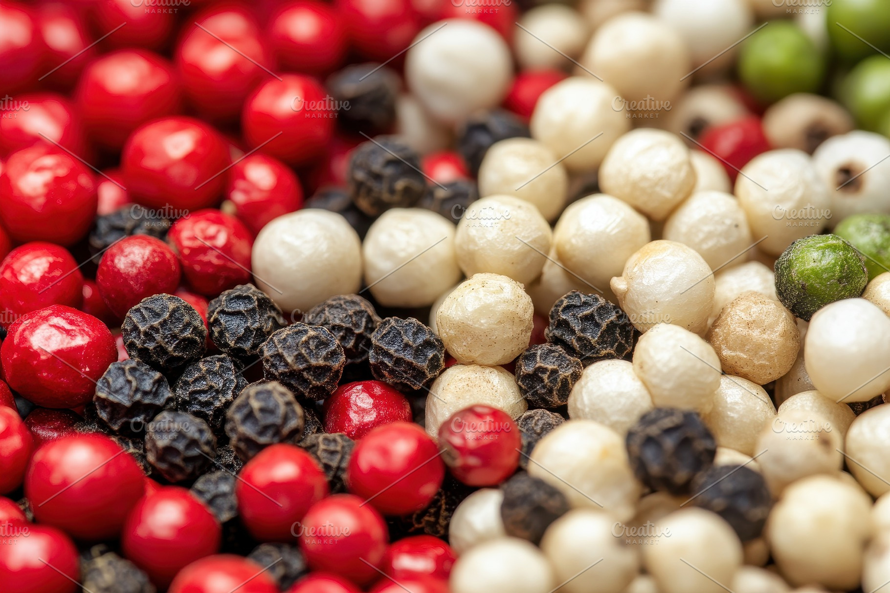Mixture of colorful peppercorns disp, a Photo by Iftikhar Alam