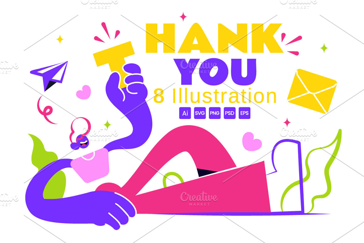 8 Thank You Vector Illustration, a Seasonal Illustration by denayunebgt (Photo 1 of 3)