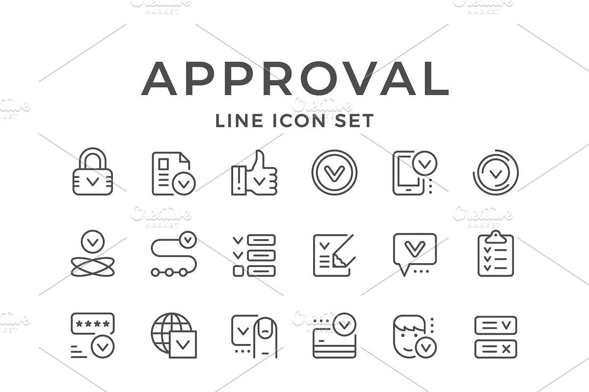 Set line icons of approval, an Outline Icon by motorama (Photo 1 of 2)