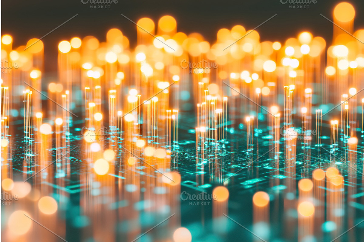 Abstract Circuit Board with Light, a Technology Illustration by Lermont51