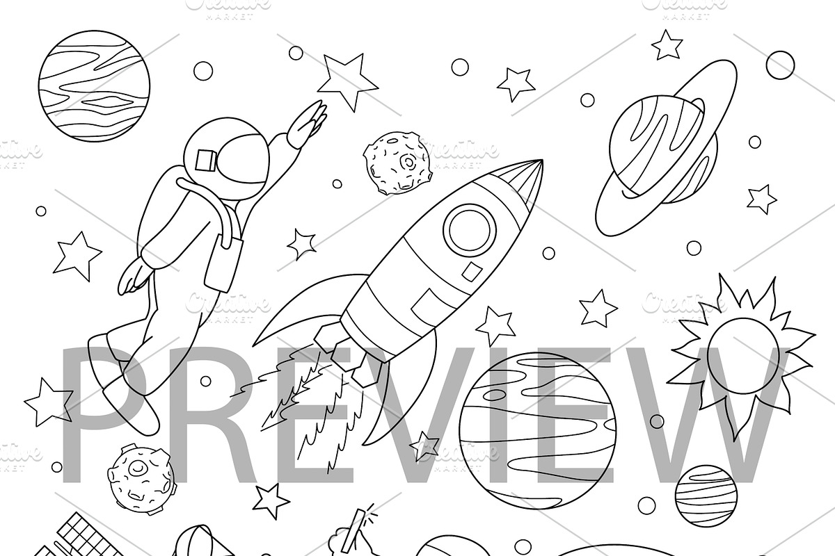 10 cute Astronaut illustrations, a Decorative Illustration by Somjai King (Photo 2 of 11)