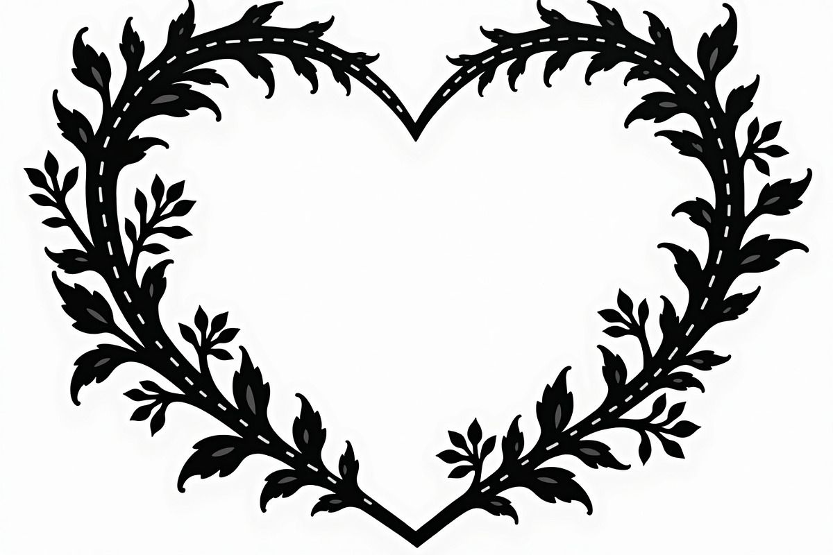 8 Heart Silhouette Floral Frames, an Illustration by hafijul (Photo 5 of 9)