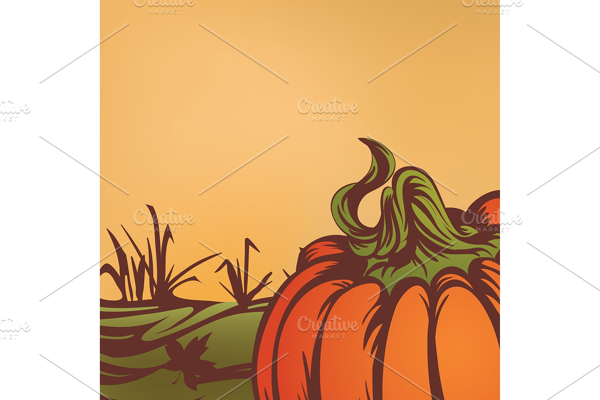 pumpkin on the field. Autumn leaves, a Templates & Theme by JeraRS (Photo 1 of 2)