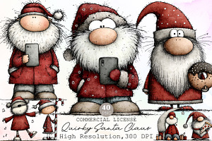 Quirky Santa Claus Clipart, an Illustration by Sublimation Artist