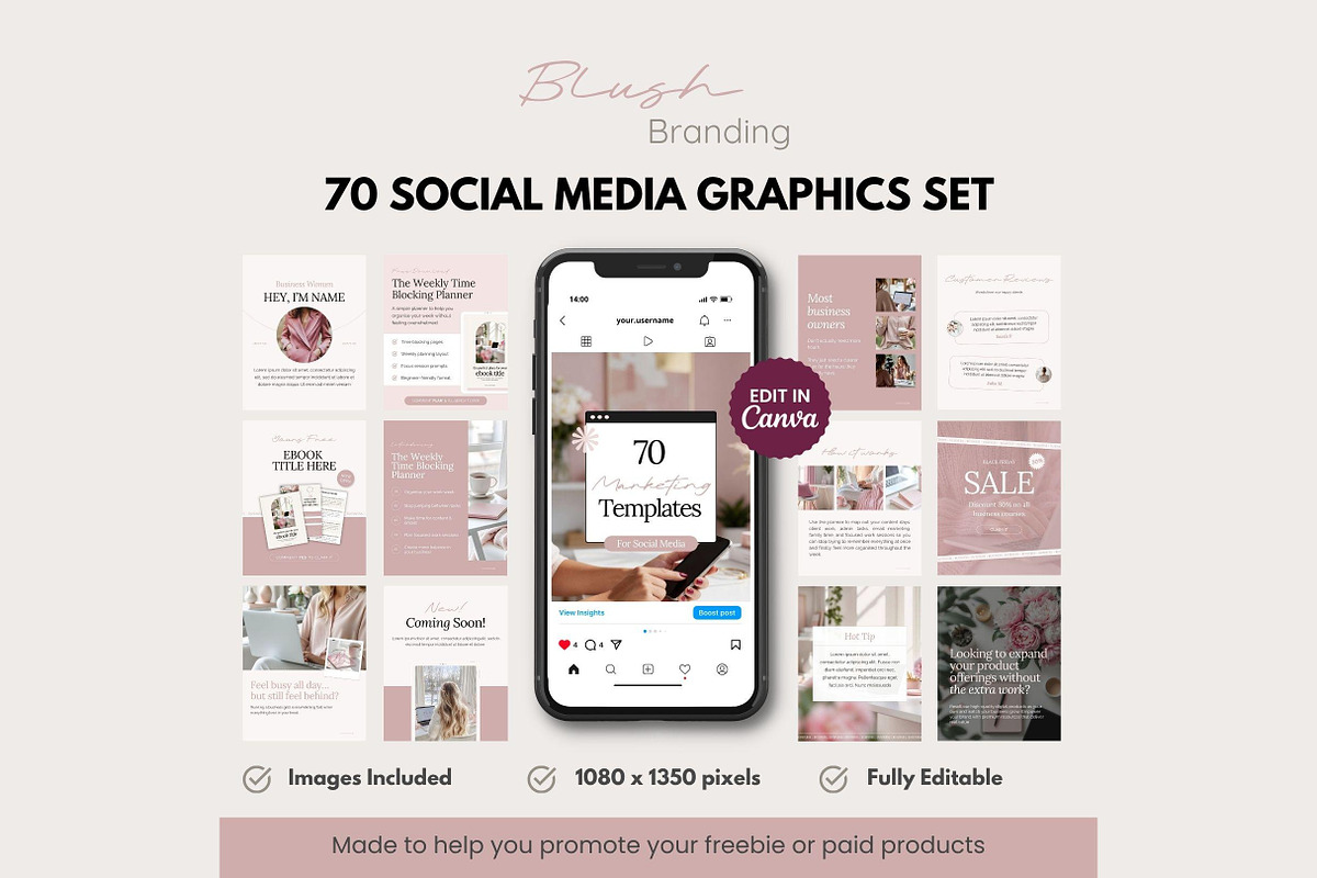 Canva Social Media Template Pink, a Social Media Template by Hayley's Digital Hub (Photo 1 of 7)