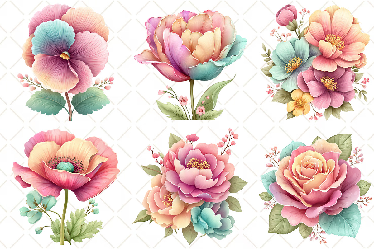 Watercolor Flower Clipart PNG, an Illustration by Black Bird Studio (Photo 4 of 5)
