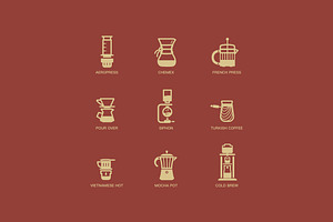 Coffee Brewing Methods - Icons