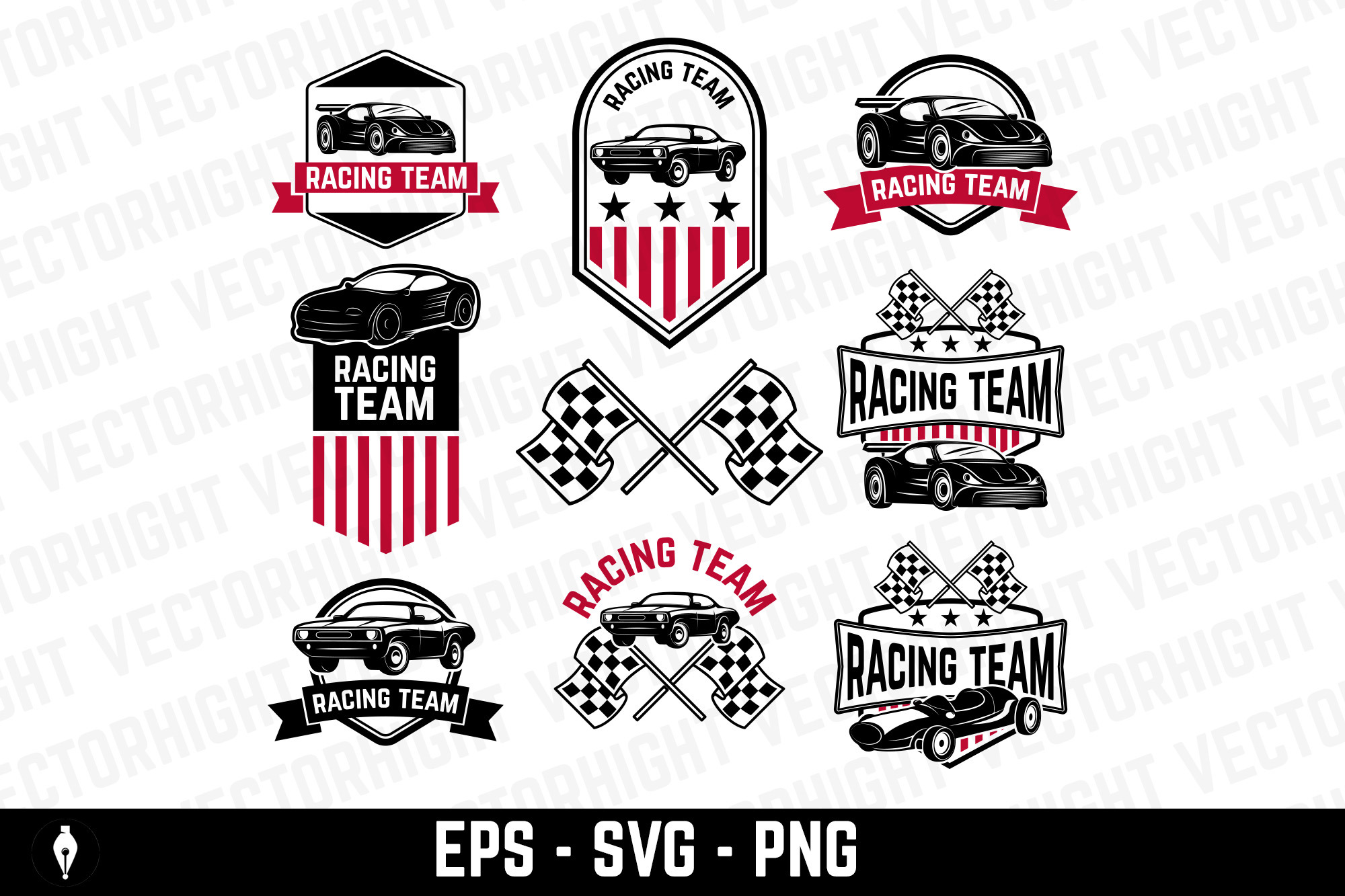 Set of the Car Racing Labels,Icons, an Object Illustration by Vectorhight