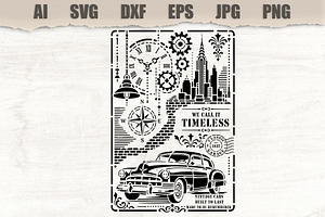 Stencil Vintage Car Timeless City