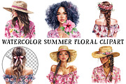 Watercolor Summer Floral Clipart, an Illustration by OK Design (Thumbnail 2 of 6)