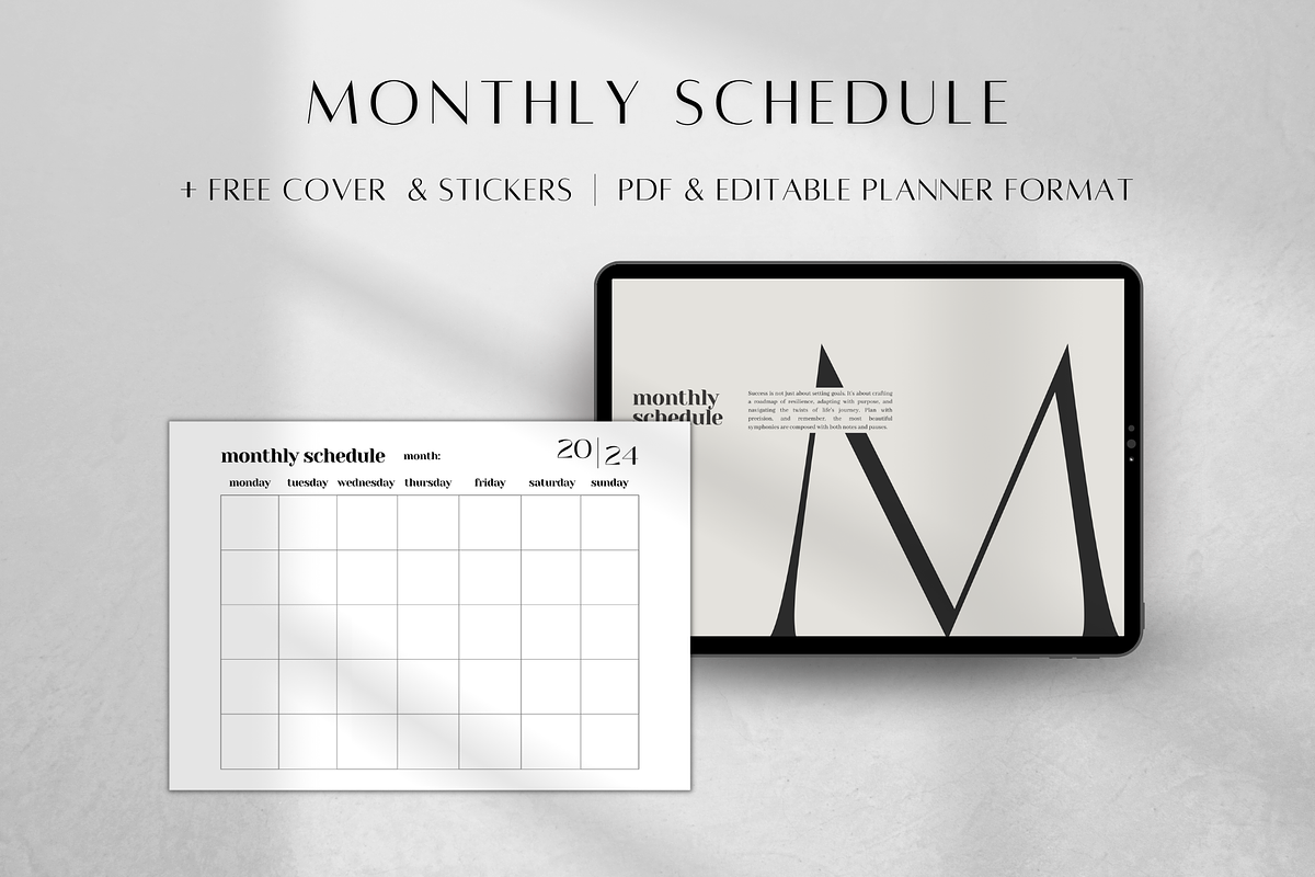 Digital Monthly Schedule Tracker, a Print Template by BRANDcontent (Photo 1 of 6)