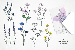 Bright Abstract Wildflowers Clipart