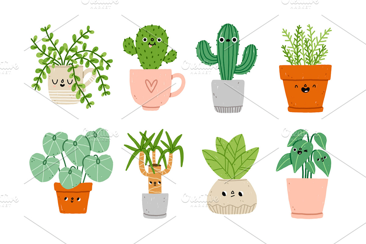 Cartoon house plants characters, a Decorative Illustration by Stolenpencil (Photo 3 of 4)