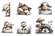 Peeking Easter Animals Clipart, an Illustration by Dream Creation (Thumbnail 5 of 7)