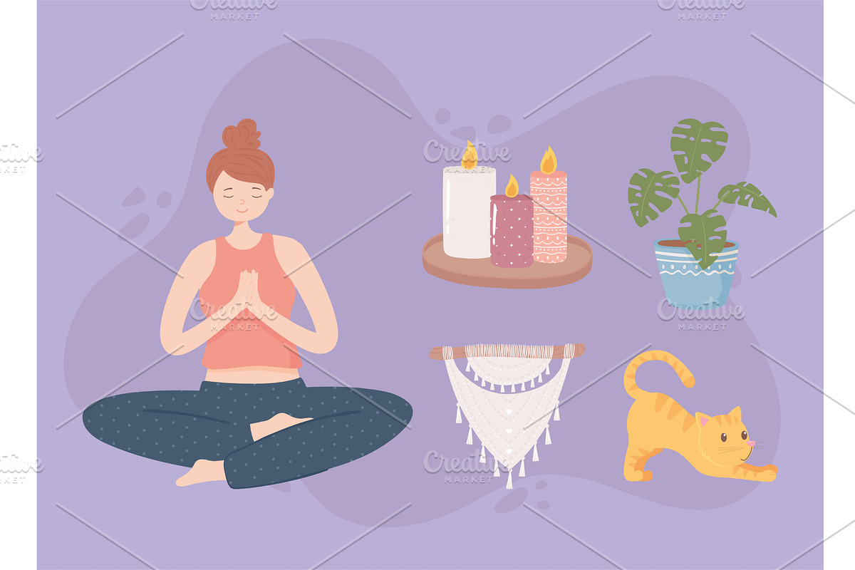 woman doing yoga, a Person Illustration by studiogstock