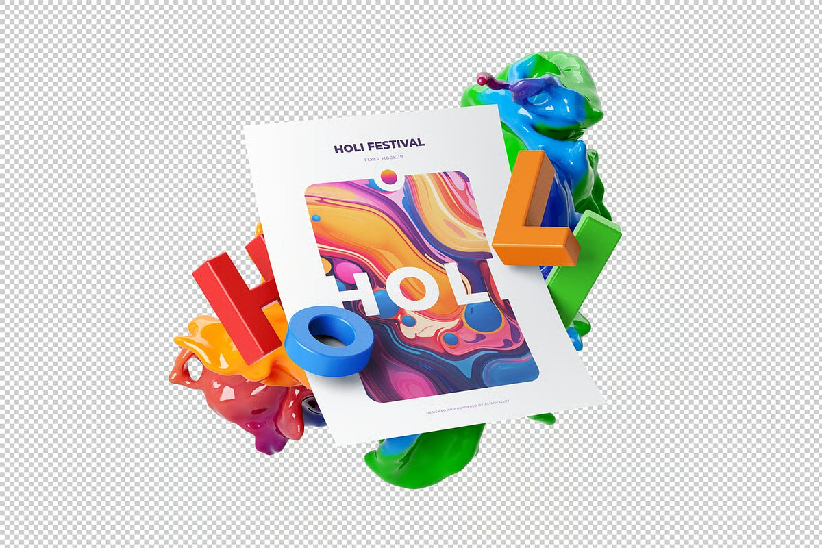 Holi Festival Flyer Mockup, an Advertising Mockup by zpackcreative (Photo 4 of 7)