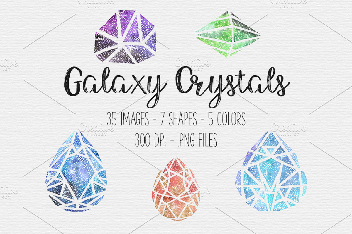 Galaxy Watercolor Crystal Clipart, an Illustration by TigerlilyDesignCo (Photo 1 of 6)