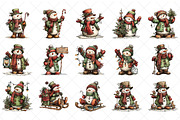 Whimsical Christmas Snowman Clipart, an Illustration by SinaCreation (Thumbnail 2 of 6)