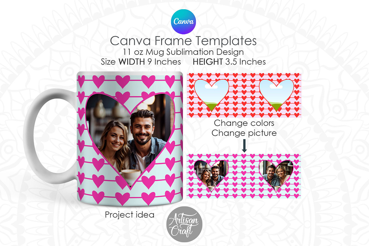 Canva Mug Template | heart photo mug, an Object Graphic by Artisan Craft (Photo 1 of 3)