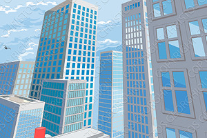 City Buildings Cartoon Comic Book