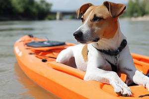 Adventure dog relaxing in kayak, an Animal Photo by MistyDay