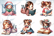 Cute Little Girl Reading Clipart, a Graphic by designcity5 (Thumbnail 2 of 5)