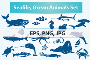 Sealife, Sea Fish and Animals Set