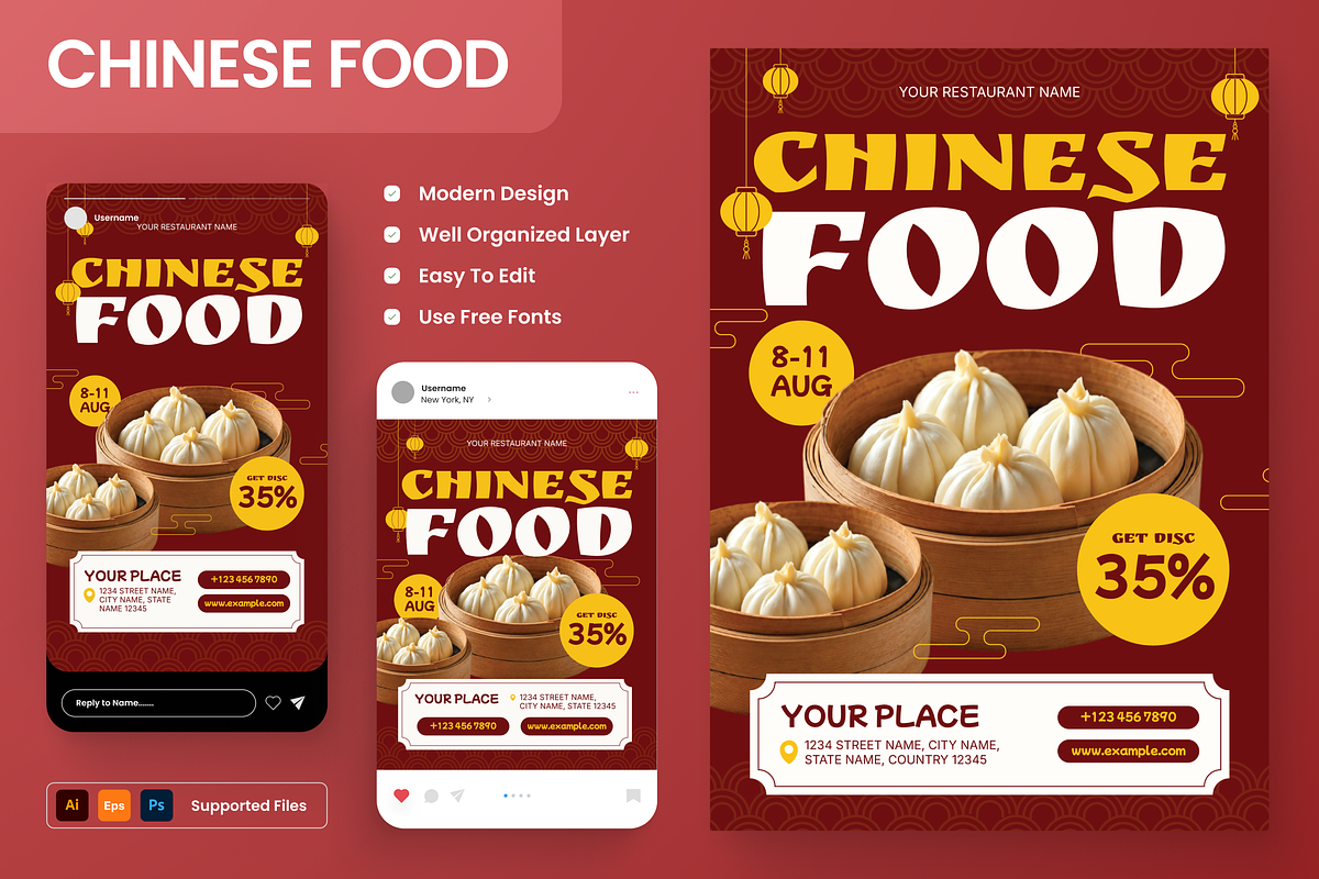 Chinese Food Flyer Set, a Flyer Template by Annora Studio (Photo 1 of 6)