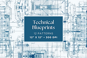 Technical Blueprint Patterns, a Pattern Graphic by Artful Assets Boutique (Thumbnail 1 of 4)