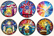 Round  Stained Glass 4th of July Nat, an Illustration by DreamCafeArt (Thumbnail 3 of 9)