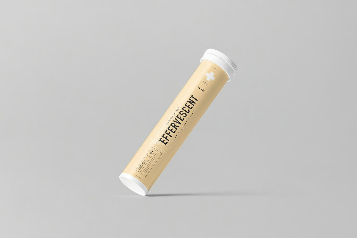 Effervescent Tablets Tube Mock-up, a Packaging Mockup by zippypixelstudio (Photo 7 of 11)