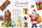 Elegant Christmas Watercolor clipart, a Seasonal Illustration by Yuliya Derbisheva (Thumbnail 6 of 13)