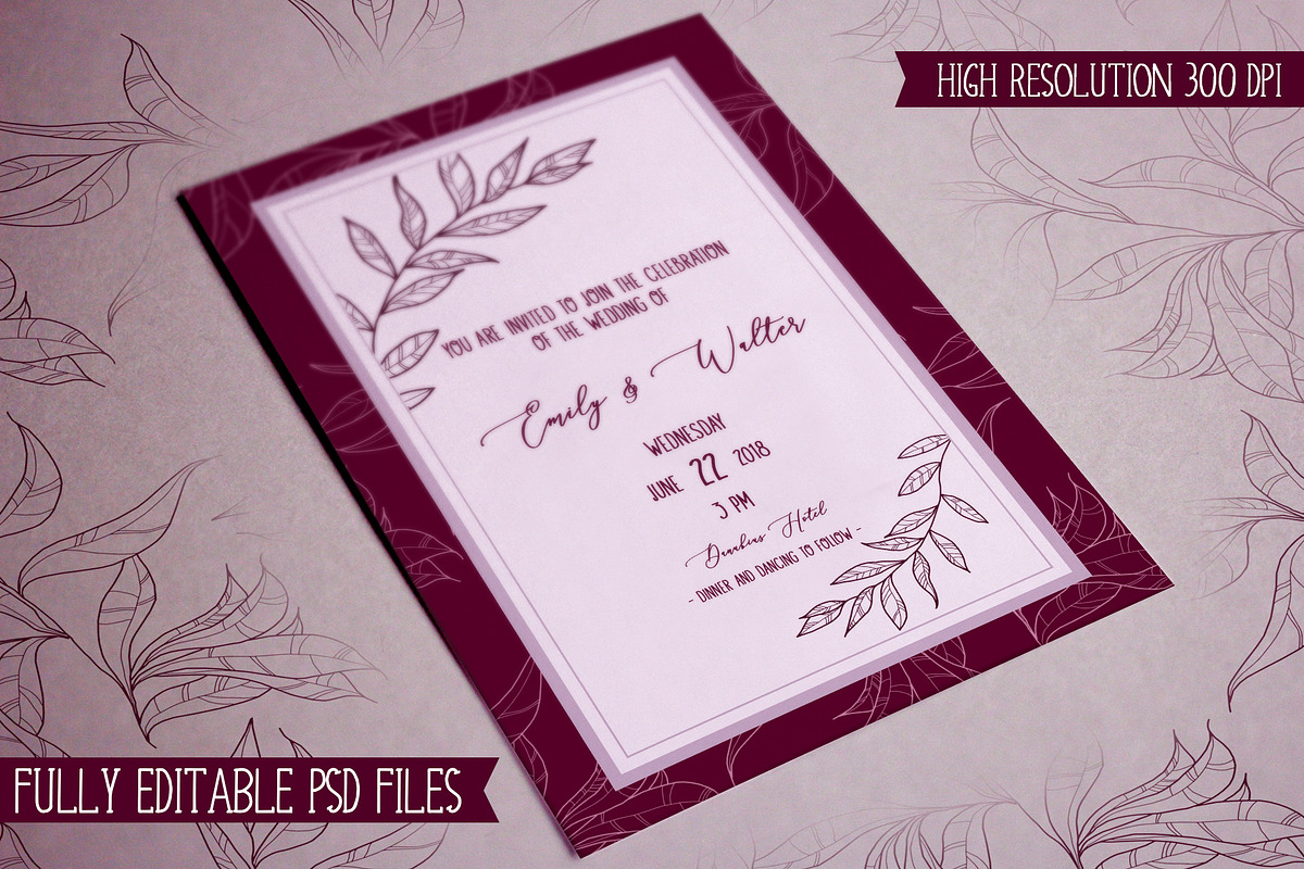 Emily Wedding Invitation Suite, an Invitation Template by OctopusRider (Photo 2 of 5)