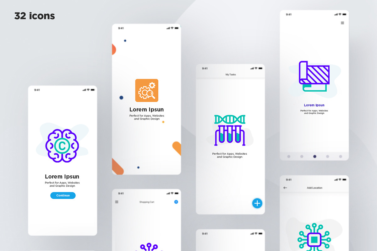 Deep Tech | 32 Icons Set, an Outline Icon by Marina Silence (Photo 14 of 17)