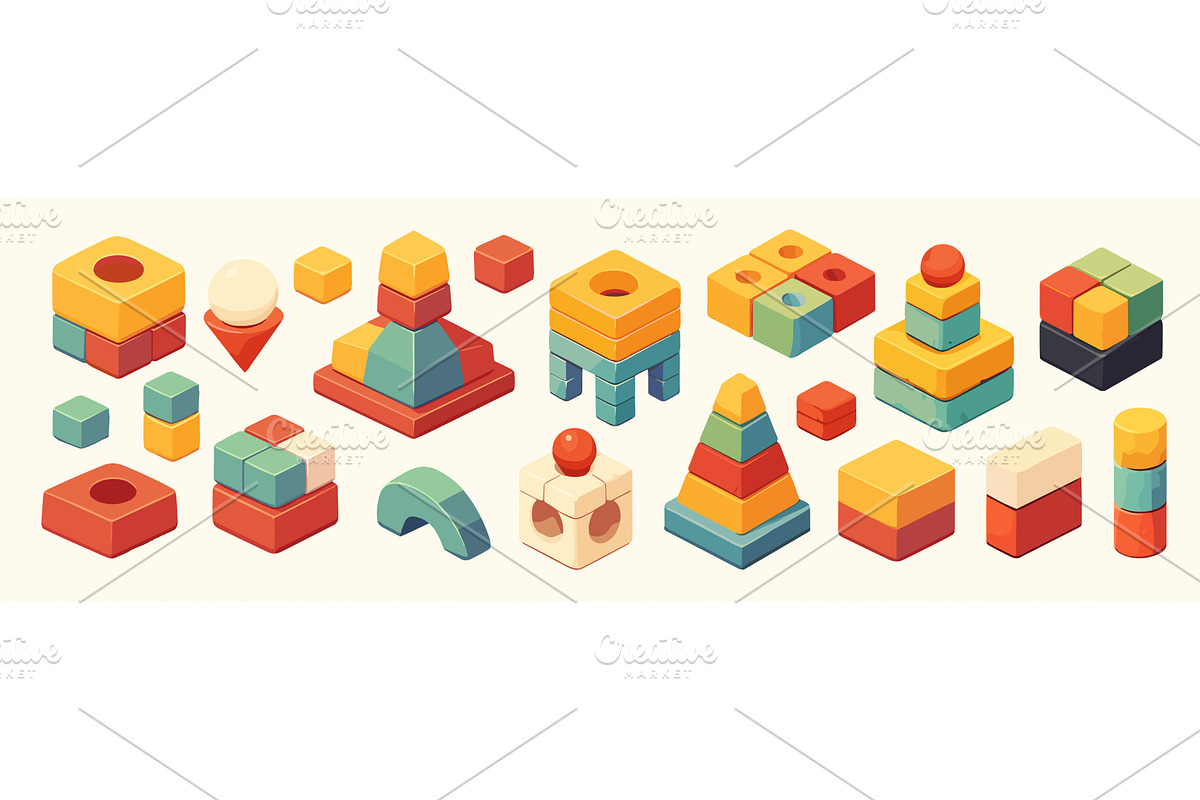 Children building blocks. Kids block, an Object Illustration by Stock-Smart-Start