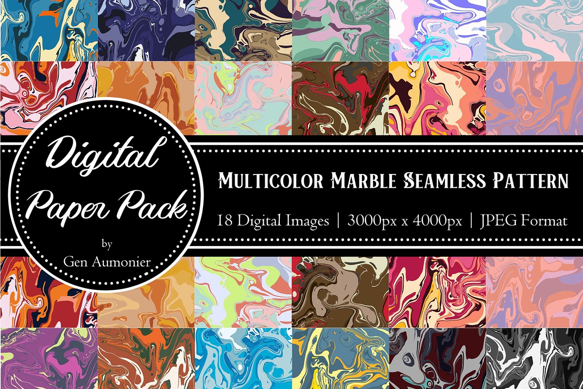 Multicolor Marble Pattern Set, a Pattern Graphic by Gen Aumonier (Photo 1 of 10)