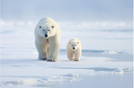 Lumbering Polar bears snow arctic, an Animal Photo by Ylivdesign