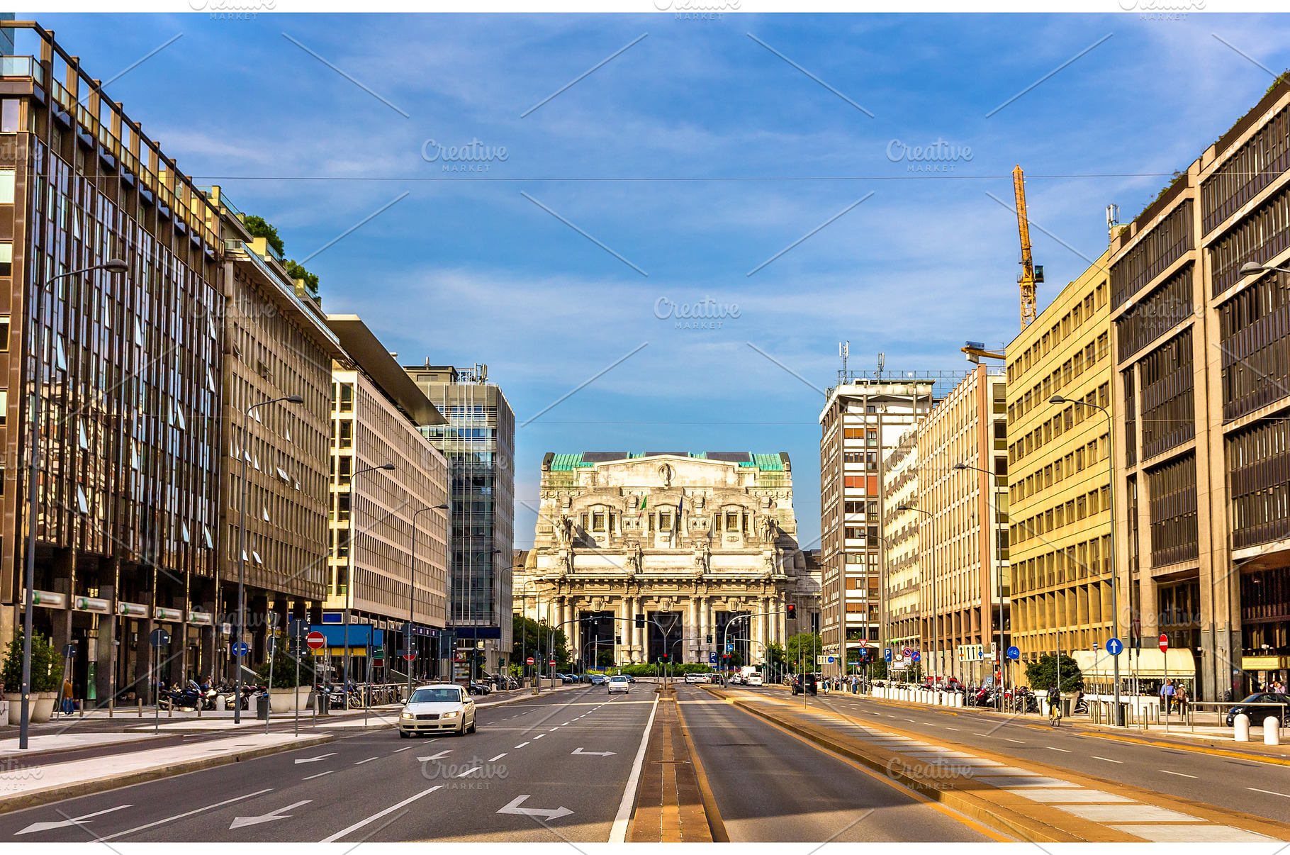 Via Vittor Pisani leading to Milano, an Architecture Photo by Leonid Andronov