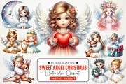 Sweet Angel Christmas Watercolor Png, an Illustration by RobertsArt (Thumbnail 1 of 5)