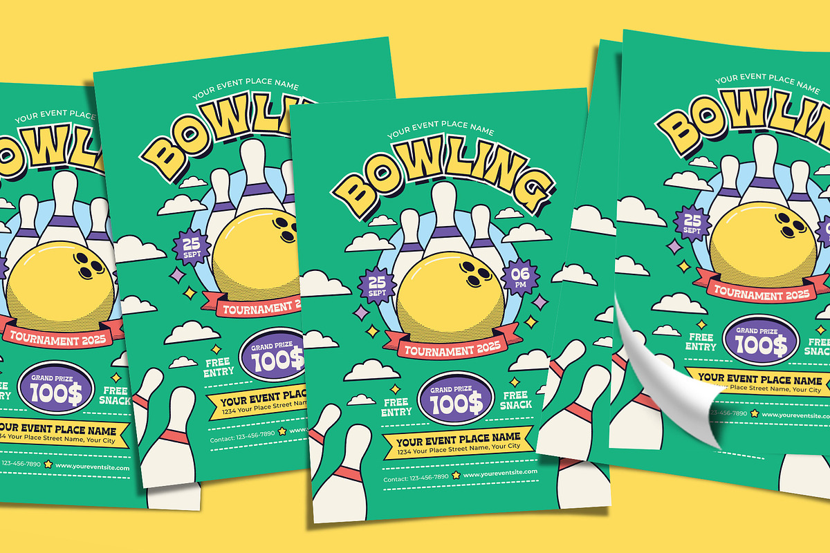 Bowling Tournament Flyer Template, a Flyer Template by Tiptop Graphic (Photo 4 of 5)