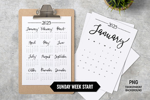 Calendar 2025 A4 Sunday Start, a Stationery Template by ZoollGraphics