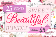 Beautiful Sweet Bundle, a Handwritten Font by Yoga Letter (Thumbnail 1 of 19)