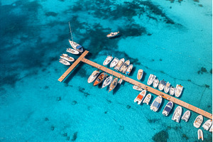 Aerial view of boats and luxure, a Transportation Photo by den-belitsky